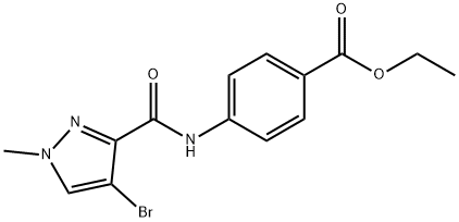 ethyl 4-{[(4-bromo-1-methyl-1H-pyrazol-3-yl)carbonyl]amino}benzoate Struktur