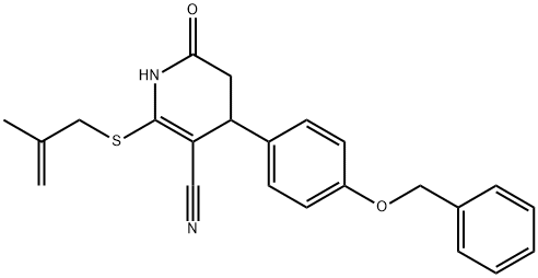 4-[4-(benzyloxy)phenyl]-2-[(2-methyl-2-propenyl)sulfanyl]-6-oxo-1,4,5,6-tetrahydro-3-pyridinecarbonitrile Struktur