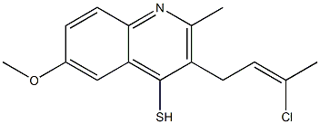 3-(3-chloro-2-butenyl)-6-methoxy-2-methyl-4-quinolinyl hydrosulfide Struktur