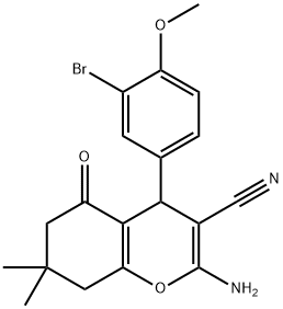 2-amino-4-(3-bromo-4-methoxyphenyl)-7,7-dimethyl-5-oxo-5,6,7,8-tetrahydro-4H-chromene-3-carbonitrile Struktur