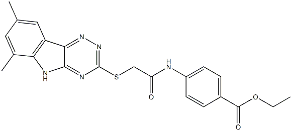 ethyl 4-({[(6,8-dimethyl-5H-[1,2,4]triazino[5,6-b]indol-3-yl)sulfanyl]acetyl}amino)benzoate Struktur