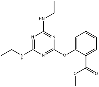 methyl 2-{[4,6-bis(ethylamino)-1,3,5-triazin-2-yl]oxy}benzoate Struktur