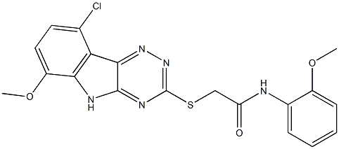 2-{[9-chloro-6-(methyloxy)-5H-[1,2,4]triazino[5,6-b]indol-3-yl]sulfanyl}-N-[2-(methyloxy)phenyl]acetamide Struktur