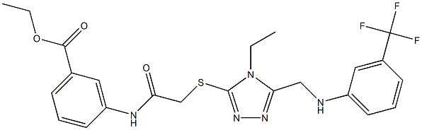 ethyl 3-({[(4-ethyl-5-{[3-(trifluoromethyl)anilino]methyl}-4H-1,2,4-triazol-3-yl)sulfanyl]acetyl}amino)benzoate Struktur