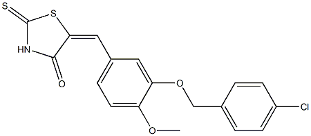 5-{3-[(4-chlorobenzyl)oxy]-4-methoxybenzylidene}-2-thioxo-1,3-thiazolidin-4-one Struktur