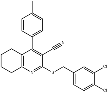 2-[(3,4-dichlorobenzyl)sulfanyl]-4-(4-methylphenyl)-5,6,7,8-tetrahydro-3-quinolinecarbonitrile Struktur