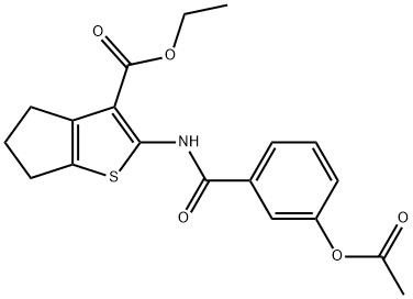 ethyl 2-{[3-(acetyloxy)benzoyl]amino}-5,6-dihydro-4H-cyclopenta[b]thiophene-3-carboxylate Struktur