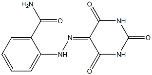 2-[2-(2,4,6-trioxotetrahydro-5(2H)-pyrimidinylidene)hydrazino]benzamide Struktur