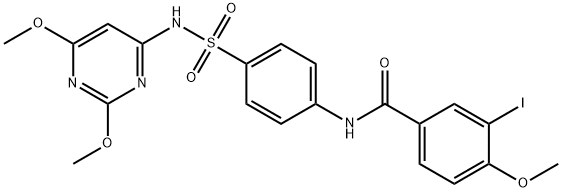 N-(4-{[(2,6-dimethoxy-4-pyrimidinyl)amino]sulfonyl}phenyl)-3-iodo-4-methoxybenzamide Struktur