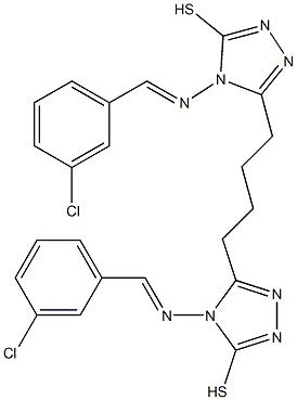 4-[(3-chlorobenzylidene)amino]-5-(4-{4-[(3-chlorobenzylidene)amino]-5-sulfanyl-4H-1,2,4-triazol-3-yl}butyl)-4H-1,2,4-triazol-3-yl hydrosulfide Struktur