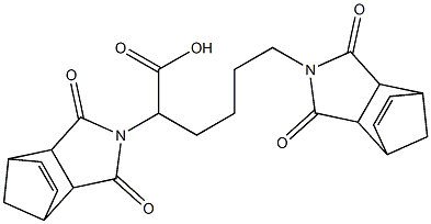 2,6-bis(3,5-dioxo-4-azatricyclo[5.2.1.0~2,6~]dec-8-en-4-yl)hexanoic acid Struktur