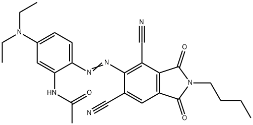 N-[2-(2-butyl-4,6-dicyano-1,3-dioxo-2,3-dihydro-1H-isoindol-5-ylazo)-5-diethylamino-phenyl]acetamide Struktur