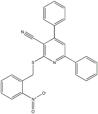 2-({2-nitrobenzyl}sulfanyl)-4,6-diphenylnicotinonitrile Struktur