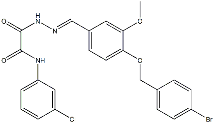 2-(2-{4-[(4-bromobenzyl)oxy]-3-methoxybenzylidene}hydrazino)-N-(3-chlorophenyl)-2-oxoacetamide Struktur