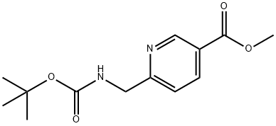 3-Pyridinecarboxylic acid, 6-[[[(1,1-dimethylethoxy)carbonyl]amino]methyl]-, methyl ester Struktur