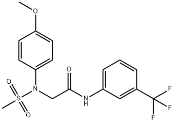 2-[4-methoxy(methylsulfonyl)anilino]-N-[3-(trifluoromethyl)phenyl]acetamide Struktur