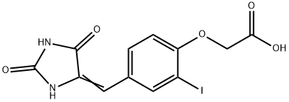 {4-[(2,5-dioxo-4-imidazolidinylidene)methyl]-2-iodophenoxy}acetic acid Struktur