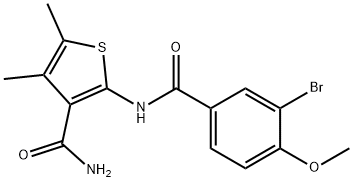 2-[(3-bromo-4-methoxybenzoyl)amino]-4,5-dimethyl-3-thiophenecarboxamide Struktur