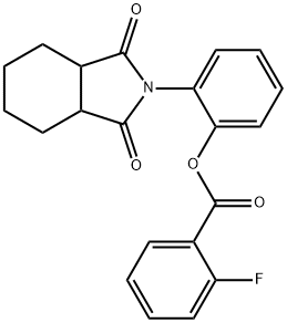 2-(1,3-dioxooctahydro-2H-isoindol-2-yl)phenyl 2-fluorobenzoate Struktur