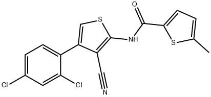 N-[3-cyano-4-(2,4-dichlorophenyl)-2-thienyl]-5-methyl-2-thiophenecarboxamide Struktur