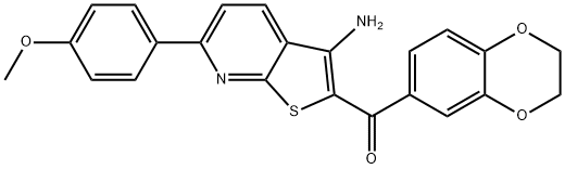 [3-amino-6-(4-methoxyphenyl)thieno[2,3-b]pyridin-2-yl](2,3-dihydro-1,4-benzodioxin-6-yl)methanone Struktur