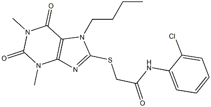 2-[(7-butyl-1,3-dimethyl-2,6-dioxo-2,3,6,7-tetrahydro-1H-purin-8-yl)sulfanyl]-N-(2-chlorophenyl)acetamide Struktur