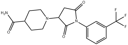 1-{2,5-dioxo-1-[3-(trifluoromethyl)phenyl]pyrrolidin-3-yl}piperidine-4-carboxamide Struktur