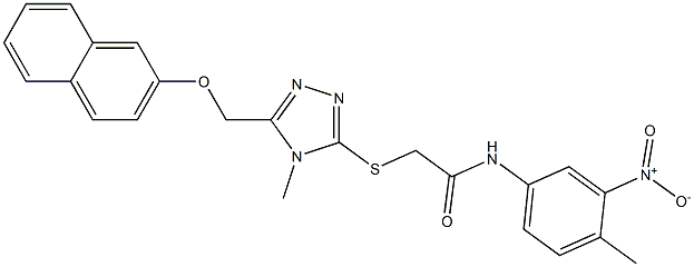 N-{3-nitro-4-methylphenyl}-2-({4-methyl-5-[(naphthalen-2-yloxy)methyl]-4H-1,2,4-triazol-3-yl}sulfanyl)acetamide Struktur