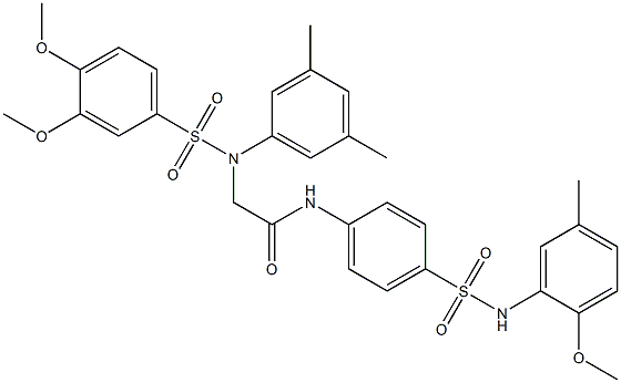 2-{[(3,4-dimethoxyphenyl)sulfonyl]-3,5-dimethylanilino}-N-{4-[(2-methoxy-5-methylanilino)sulfonyl]phenyl}acetamide Struktur