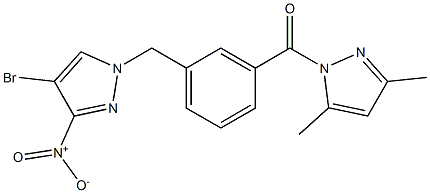 4-bromo-1-{3-[(3,5-dimethyl-1H-pyrazol-1-yl)carbonyl]benzyl}-3-nitro-1H-pyrazole Struktur