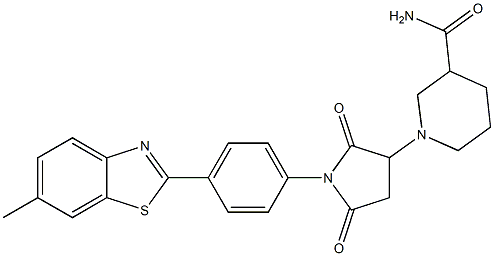 1-{1-[4-(6-methyl-1,3-benzothiazol-2-yl)phenyl]-2,5-dioxo-3-pyrrolidinyl}-3-piperidinecarboxamide Struktur