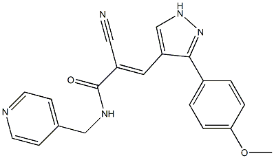 2-cyano-3-[3-(4-methoxyphenyl)-1H-pyrazol-4-yl]-N-(4-pyridinylmethyl)acrylamide Struktur