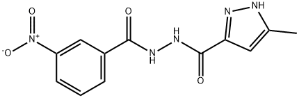 3-methyl-N'-(3-nitrobenzoyl)-1H-pyrazole-5-carbohydrazide Struktur