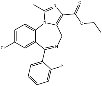 4H-Imidazo[1,5-a][1,4]benzodiazepine-3-carboxylic acid, 8-chloro-6-(2-fluorophenyl)-1-methyl-, ethyl ester Struktur