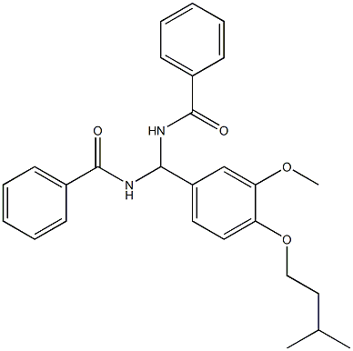 N-{(benzoylamino)[4-(isopentyloxy)-3-methoxyphenyl]methyl}benzamide Struktur