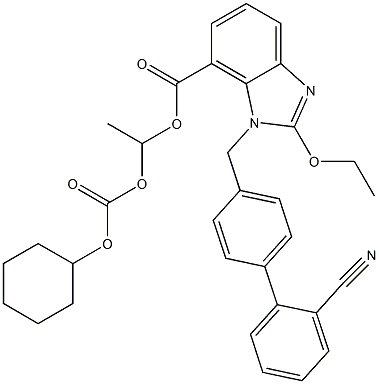 1H-Benzimidazole-7-carboxylic acid, 1-[(2'-cyano[1,1'-biphenyl]-4-yl)methyl]-2-ethoxy-, 1-[[(cyclohexyloxy)carbonyl]oxy]ethyl ester