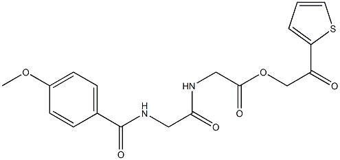 2-oxo-2-(2-thienyl)ethyl ({[(4-methoxybenzoyl)amino]acetyl}amino)acetate Struktur