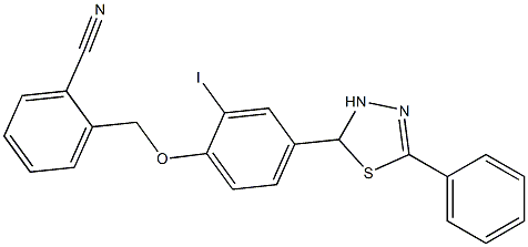 2-{[2-iodo-4-(5-phenyl-2,3-dihydro-1,3,4-thiadiazol-2-yl)phenoxy]methyl}benzonitrile Struktur