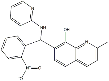 7-[{2-nitrophenyl}(2-pyridinylamino)methyl]-2-methyl-8-quinolinol Struktur