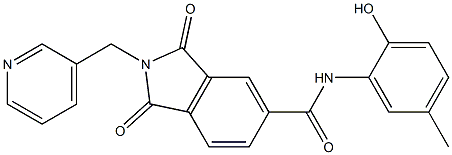 N-(2-hydroxy-5-methylphenyl)-1,3-dioxo-2-(3-pyridinylmethyl)-5-isoindolinecarboxamide Struktur