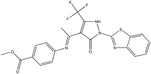 methyl 4-({1-[2-(1,3-benzothiazol-2-yl)-3-oxo-5-(trifluoromethyl)-2,3-dihydro-1H-pyrazol-4-yl]ethylidene}amino)benzoate Struktur