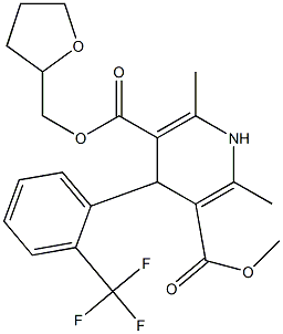 3-methyl 5-(tetrahydro-2-furanylmethyl) 2,6-dimethyl-4-[2-(trifluoromethyl)phenyl]-1,4-dihydro-3,5-pyridinedicarboxylate Struktur