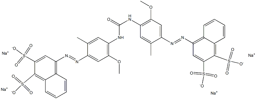 1,-Naphthalenedisulfonic acid, 4,4'-[carbonylbis[imino(5-methoxy-2-methyl-4,1-phenylene)azo]]bis-, tetrasodium salt Struktur