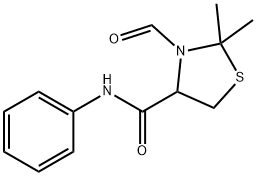 3-formyl-2,2-dimethyl-N-phenyl-1,3-thiazolidine-4-carboxamide Struktur