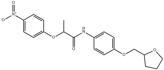 2-(4-nitrophenoxy)-N-[4-(tetrahydro-2-furanylmethoxy)phenyl]propanamide Struktur