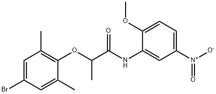 2-(4-bromo-2,6-dimethylphenoxy)-N-(2-methoxy-5-nitrophenyl)propanamide Struktur