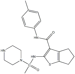 N-(4-methylphenyl)-2-[(1-piperazinylacetyl)amino]-5,6-dihydro-4H-cyclopenta[b]thiophene-3-carboxamide Struktur