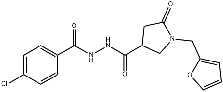 N'-(4-chlorobenzoyl)-1-(2-furylmethyl)-5-oxo-3-pyrrolidinecarbohydrazide Struktur