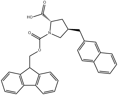 (2S,4R)-1-{[(9H-fluoren-9-yl)methoxy]carbonyl}-4-[(naphthalen-2-yl)methyl]pyrrolidine-2-carboxylic acid Struktur