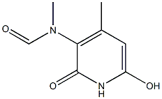 N-Methyl-3-formylamino-4-methyl-6-hydroxy-2-pyridone Struktur